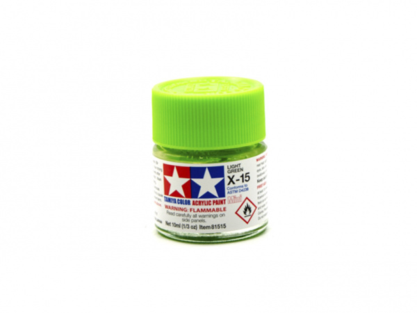 X-15 Light Green gloss, acrylic paint mini 10 ml. (Светлый зелёный глянцевый) Tamiya 81515