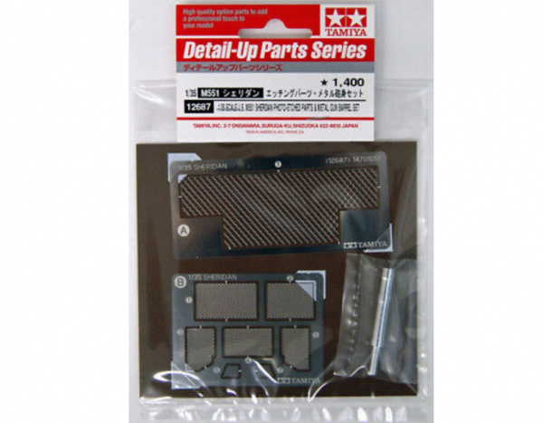 12687 Tamiya Металлический ствол и набор фототравления для танка SHERIDAN арт. 35365 (1:35)