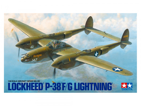 61120 Tamiya Американский самолёт Lockheed P-38F/G Lightning с фигурой пилота (1:48)