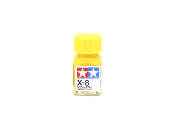 X-8 Lemon Yellow gloss, enamel paint 10 ml. (Лимонный жёлтый глянцевый) Tamiya 80008