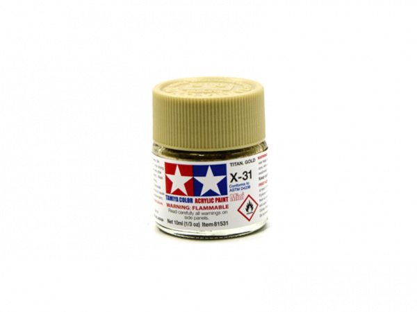 X-31 Titanium Gold metallic, acrylic paint mini 10 ml. (Золотистый титан металлик) Tamiya 81531